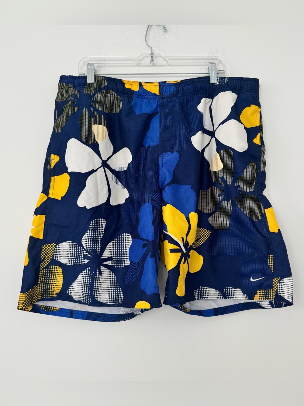Vintage Nike Swim Trunks Mens XL Blue Hibiscus Floral Y2K Mesh Lined Broadshorts